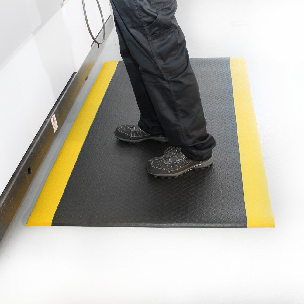 Anti Fatigue Safety Mats - Orthomat Diamond Black & Yellow Workplace Stuff UK