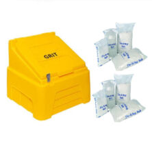 Heavy Duty Lockable Grit Bins with White De-Icing Salt - 250kg & 500kg Heavy Duty Lockable Grit Bins with White De-Icing Salt - 250kg & 500kg Workplace Stuff UK