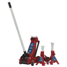 Sealey Trolley Jack 3tonne Standard Chassis with Axle Stands (Pair) 3tonne Capacity per Stand Standard Chassis Workplace Stuff UK Sealey Trolley Jack 3tonne Standard Chassis with Axle Stands (Pair) 3tonne Capacity per Stand Standard Chassis Workplace Stuff UK