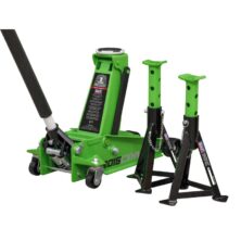 Sealey Trolley Jack 3tonne with Super Rocket Lift & Axle Stands (Pair) 3tonne Capacity per Stand-Hi-Vis Standard Chassis Workplace Stuff UK Sealey Trolley Jack 3tonne with Super Rocket Lift & Axle Stands (Pair) 3tonne Capacity per Stand-Hi-Vis Standard Chassis Workplace Stuff UK