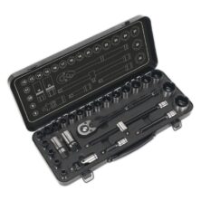 Sealey Socket Set 28pc 1/2″Sq Drive 6pt WallDrive® Metric Black Series 1/2"Sq Drive Workplace Stuff UK Sealey Socket Set 28pc 1/2″Sq Drive 6pt WallDrive® Metric Black Series 1/2"Sq Drive Workplace Stuff UK
