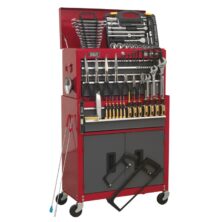 Sealey Topchest & Rollcab Combination 6 Drawer with Ball-Bearing Slides – Red/Grey & 128pc Tool Kit American Pro Workplace Stuff UK Sealey Topchest & Rollcab Combination 6 Drawer with Ball-Bearing Slides – Red/Grey & 128pc Tool Kit American Pro Workplace Stuff UK