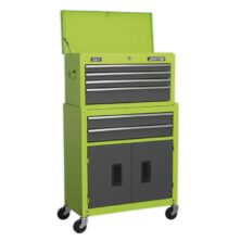 Sealey Topchest & Rollcab Combination 6 Drawer with Ball-Bearing Slides – Hi-Vis Green/Grey American Pro Workplace Stuff UK Sealey Topchest & Rollcab Combination 6 Drawer with Ball-Bearing Slides – Hi-Vis Green/Grey American Pro Workplace Stuff UK