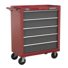 Sealey Rollcab 5 Drawer with Ball-Bearing Slides – Red/Grey American Pro Workplace Stuff UK Sealey Rollcab 5 Drawer with Ball-Bearing Slides – Red/Grey American Pro Workplace Stuff UK