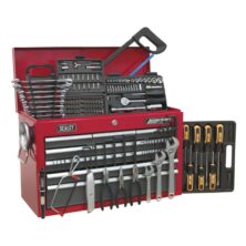 Sealey Topchest 9 Drawer with Ball-Bearing Slides – Red/Grey & 205pc Tool Kit American Pro Workplace Stuff UK Sealey Topchest 9 Drawer with Ball-Bearing Slides – Red/Grey & 205pc Tool Kit American Pro Workplace Stuff UK