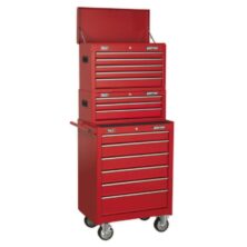 Sealey Topchest, Mid-Box & Rollcab 14 Drawer Stack – Red American Pro Workplace Stuff UK Sealey Topchest, Mid-Box & Rollcab 14 Drawer Stack – Red American Pro Workplace Stuff UK