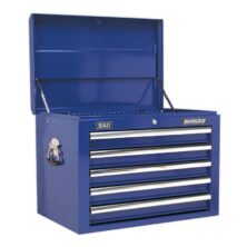 Sealey Topchest 5 Drawer with Ball Bearing Slides – Blue Superline Pro Workplace Stuff UK Sealey Topchest 5 Drawer with Ball Bearing Slides – Blue Superline Pro Workplace Stuff UK