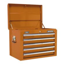 Sealey Topchest 5 Drawer with Ball Bearing Slides – Orange Superline Pro Workplace Stuff UK Sealey Topchest 5 Drawer with Ball Bearing Slides – Orange Superline Pro Workplace Stuff UK