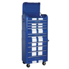 Sealey Retro Style Topchest, Mid-Box & Rollcab Combination 10 Drawer Blue/White Stripes Premier Workplace Stuff UK Sealey Retro Style Topchest, Mid-Box & Rollcab Combination 10 Drawer Blue/White Stripes Premier Workplace Stuff UK