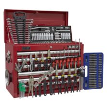 Sealey Topchest 10 Drawer with Ball Bearing Slides – Red & 140pc Tool Kit Superline Pro Workplace Stuff UK Sealey Topchest 10 Drawer with Ball Bearing Slides – Red & 140pc Tool Kit Superline Pro Workplace Stuff UK