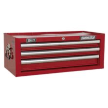 Sealey Mid-Box 3 Drawer with Ball Bearing Slides – Red Superline Pro Workplace Stuff UK