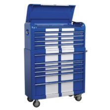 Sealey Retro Style Extra-Wide Topchest & Rollcab Combination 10 Drawer Blue/White Stripes Premier Workplace Stuff UK Sealey Retro Style Extra-Wide Topchest & Rollcab Combination 10 Drawer Blue/White Stripes Premier Workplace Stuff UK