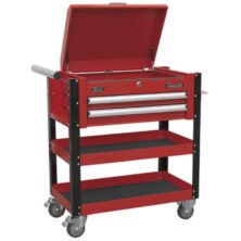 Sealey Heavy-Duty Mobile Tool & Parts Trolley 2 Drawers & Lockable Top – Red Tool Trolleys Workplace Stuff UK Sealey Heavy-Duty Mobile Tool & Parts Trolley 2 Drawers & Lockable Top – Red Tool Trolleys Workplace Stuff UK