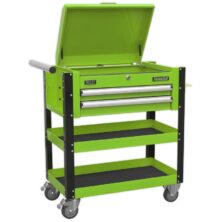 Sealey Heavy-Duty Mobile Tool & Parts Trolley 2 Drawers & Lockable Top – Hi-Vis Green Tool Trolleys Workplace Stuff UK Sealey Heavy-Duty Mobile Tool & Parts Trolley 2 Drawers & Lockable Top – Hi-Vis Green Tool Trolleys Workplace Stuff UK
