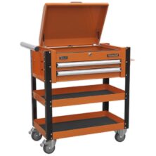 Sealey Heavy-Duty Mobile Tool & Parts Trolley 2 Drawers & Lockable Top – Orange Tool Trolleys Workplace Stuff UK Sealey Heavy-Duty Mobile Tool & Parts Trolley 2 Drawers & Lockable Top – Orange Tool Trolleys Workplace Stuff UK