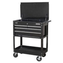 Sealey Heavy-Duty Mobile Tool & Parts Trolley with 4 Drawers & Lockable Top – Black Tool Trolleys Workplace Stuff UK Sealey Heavy-Duty Mobile Tool & Parts Trolley with 4 Drawers & Lockable Top – Black Tool Trolleys Workplace Stuff UK