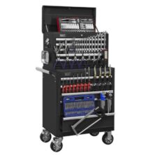Sealey Topchest & Rollcab Combination 10 Drawer with Ball Bearing Slides – Black with 147pc Tool Kit Superline Pro Workplace Stuff UK Sealey Topchest & Rollcab Combination 10 Drawer with Ball Bearing Slides – Black with 147pc Tool Kit Superline Pro Workplace Stuff UK