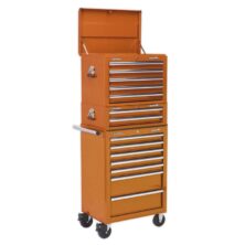 Sealey Topchest, Mid-Box & Rollcab Combination 14 Drawer with Ball Bearing Slides – Orange Superline Pro Workplace Stuff UK Sealey Topchest, Mid-Box & Rollcab Combination 14 Drawer with Ball Bearing Slides – Orange Superline Pro Workplace Stuff UK