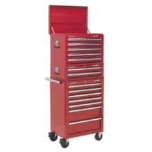 Sealey Topchest, Mid-Box & Rollcab Combination 14 Drawer with Ball Bearing Slides – Red Superline Pro Workplace Stuff UK Sealey Topchest, Mid-Box & Rollcab Combination 14 Drawer with Ball Bearing Slides – Red Superline Pro Workplace Stuff UK