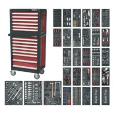 Sealey Topchest & Rollcab Combination 14 Drawer with Ball Bearing Slides & 1233pc Tool Kit Premier Workplace Stuff UK Sealey Topchest & Rollcab Combination 14 Drawer with Ball Bearing Slides & 1233pc Tool Kit Premier Workplace Stuff UK