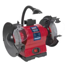 Sealey Bench Grinder Ø200mm with Work Light 550W/230V Grinders Workplace Stuff UK Sealey Bench Grinder Ø200mm with Work Light 550W/230V Grinders Workplace Stuff UK