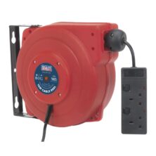 Sealey Cable Reel System Retractable 15m 2 x 230V Socket 15-19m Workplace Stuff UK Sealey Cable Reel System Retractable 15m 2 x 230V Socket 15-19m Workplace Stuff UK