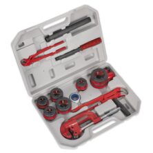 Sealey Pipe Threading Kit 1/4″ – 1-1/4″BSPT Threading Workplace Stuff UK Sealey Pipe Threading Kit 1/4″ – 1-1/4″BSPT Threading Workplace Stuff UK