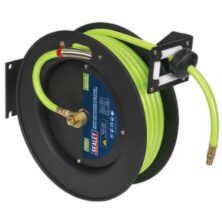 Sealey Retractable Air Hose Metal Reel 15m Ø10mm ID High-Visibility TPR Hose 15-19m Workplace Stuff UK Sealey Retractable Air Hose Metal Reel 15m Ø10mm ID High-Visibility TPR Hose 15-19m Workplace Stuff UK
