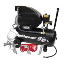 Sealey Air Compressor 24L Direct Drive 2hp with 4pc Air Accessory Kit Oiled Workplace Stuff UK Sealey Air Compressor 24L Direct Drive 2hp with 4pc Air Accessory Kit Oiled Workplace Stuff UK