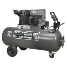 Sealey Air Compressor 200L Belt Drive 3hp with Front Control Panel 230V-1ph Workplace Stuff UK Sealey Air Compressor 200L Belt Drive 3hp with Front Control Panel 230V-1ph Workplace Stuff UK