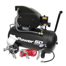 Sealey Air Compressor 50L Direct Drive 2hp with 4pc Air Accessory Kit Oiled Workplace Stuff UK Sealey Air Compressor 50L Direct Drive 2hp with 4pc Air Accessory Kit Oiled Workplace Stuff UK