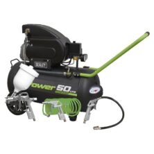 Sealey Air Compressor 50L Direct Drive 2hp with 4pc Air Accessory Kit Oiled Workplace Stuff UK Sealey Air Compressor 50L Direct Drive 2hp with 4pc Air Accessory Kit Oiled Workplace Stuff UK