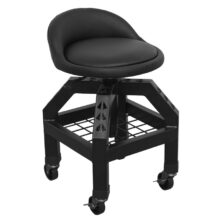 Sealey Creeper Stool Pneumatic with Adjustable Height Swivel Seat & Back Rest Creepers & Seats Workplace Stuff UK Sealey Creeper Stool Pneumatic with Adjustable Height Swivel Seat & Back Rest Creepers & Seats Workplace Stuff UK