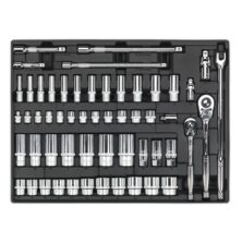 Sealey Tool Tray with Socket Set 55pc 3/8″ & 1/2″Sq Drive Tool Trays Workplace Stuff UK Sealey Tool Tray with Socket Set 55pc 3/8″ & 1/2″Sq Drive Tool Trays Workplace Stuff UK