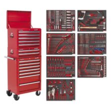 Sealey Tool Chest Combination 14 Drawer with Ball Bearing Slides – Red & 446pc Tool Kit Superline Pro Workplace Stuff UK Sealey Tool Chest Combination 14 Drawer with Ball Bearing Slides – Red & 446pc Tool Kit Superline Pro Workplace Stuff UK