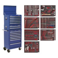 Sealey Tool Chest Combination 14 Drawer with Ball Bearing Slides – Blue & 446pc Tool Kit Superline Pro Workplace Stuff UK Sealey Tool Chest Combination 14 Drawer with Ball Bearing Slides – Blue & 446pc Tool Kit Superline Pro Workplace Stuff UK