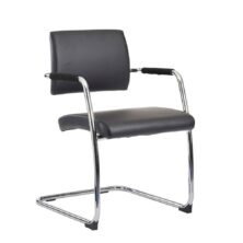 Bruges Meeting Room Cantilever Chair (Pack Of 2) - Black Faux Leather Bruges Meeting Room Cantilever Chair (Pack Of 2) - Black Faux Leather Workplace Stuff UK