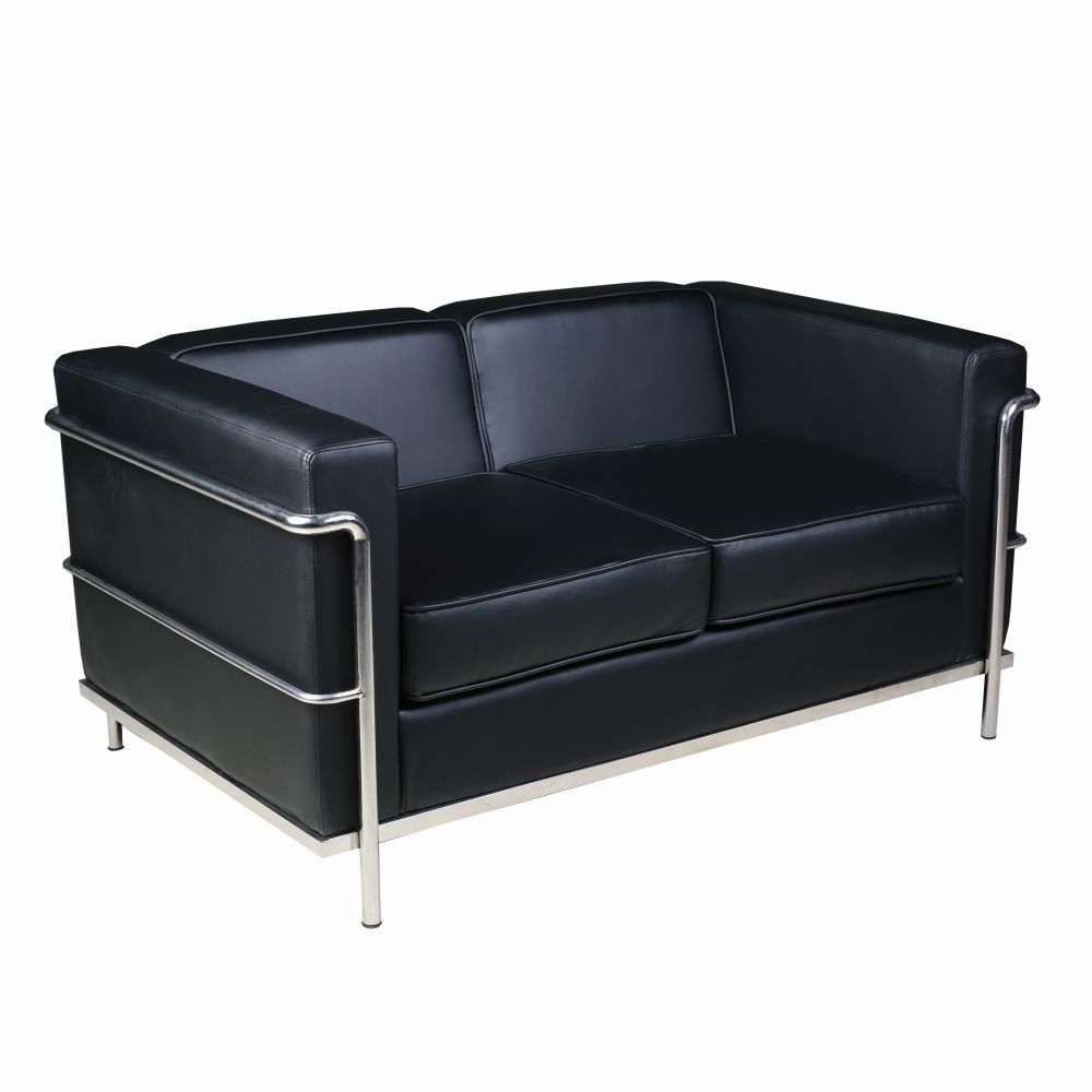 Belmont Cubed Leather Faced Reception Two Seater Sofa Belmont Cubed Leather Faced Reception Two Seater Sofa Workplace Stuff UK