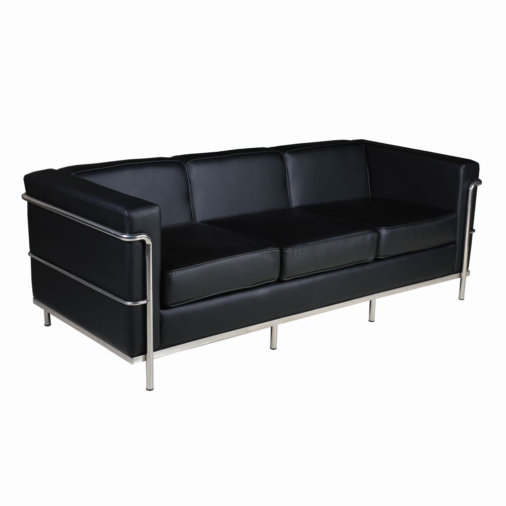 Belmont Cubed Leather Faced Reception Three Seater Sofa Belmont Cubed Leather Faced Reception Three Seater Sofa Workplace Stuff UK