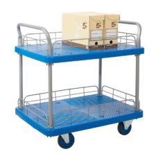 Proplaz Blue Two Tier Trolley with Wire Surround Trolleys Workplace Stuff UK Proplaz Blue Two Tier Trolley with Wire Surround Trolleys Workplace Stuff UK