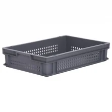 23.7 Litre Euro Stacking Box with Perforated Sides – Food Approved – L600 x W400 x H120 Attached Lid & Euro Containers Workplace Stuff UK