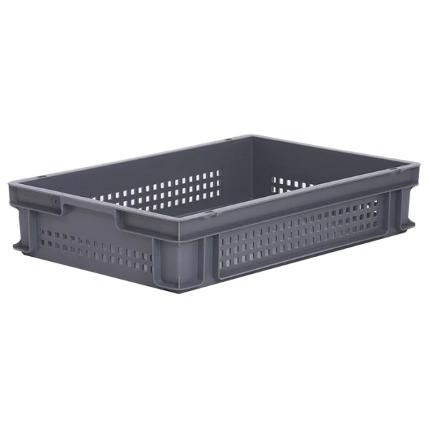 23.7 Litre Euro Stacking Box with Perforated Sides - Food Approved - L600 x W400 x H120 23.7 Litre Euro Stacking Box with Perforated Sides - Food Approved - L600 x W400 x H120 Workplace Stuff UK