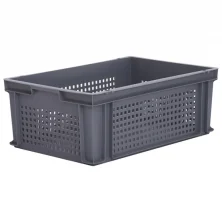 43.8 Litre Euro Stacking Box with Perforated Sides – Food Approved – L600 x W400 x H220 Attached Lid & Euro Containers Workplace Stuff UK 43.8 Litre Euro Stacking Box with Perforated Sides – Food Approved – L600 x W400 x H220 Attached Lid & Euro Containers Workplace Stuff UK