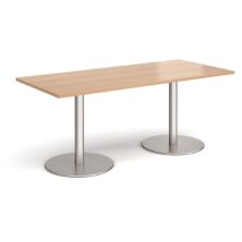 Monza Rectangular Dining Table with Flat Round Brushed Steel Bases Canteen Tables & Chairs Workplace Stuff UK Monza Rectangular Dining Table with Flat Round Brushed Steel Bases Canteen Tables & Chairs Workplace Stuff UK