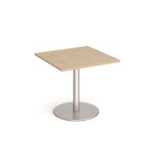 Monza Square Dining Table with Flat Round Brushed Steel Base 800mm Canteen Furniture Workplace Stuff UK Monza Square Dining Table with Flat Round Brushed Steel Base 800mm Canteen Furniture Workplace Stuff UK