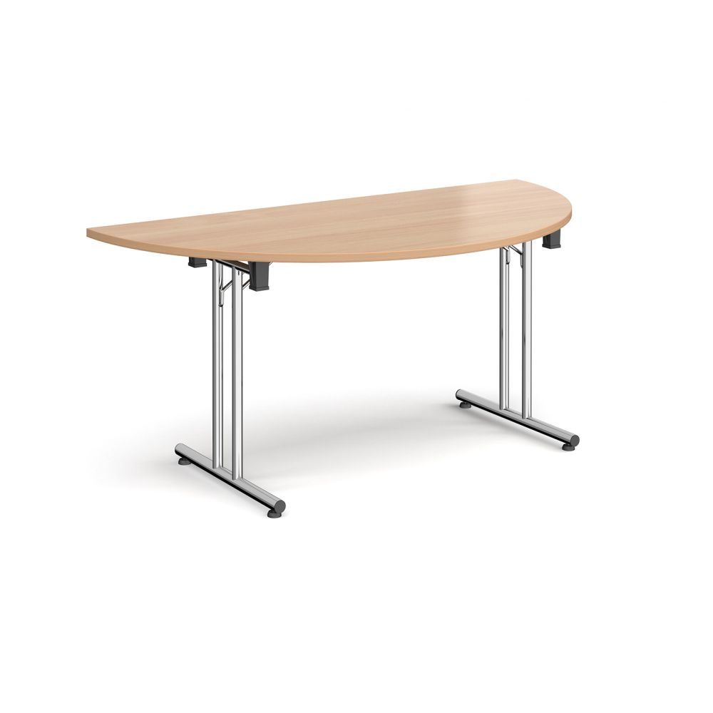 Semi Circular Folding Leg Table with Straight Foot Rails W1600mm Semi Circular Folding Leg Table with Straight Foot Rails W1600mm Workplace Stuff UK