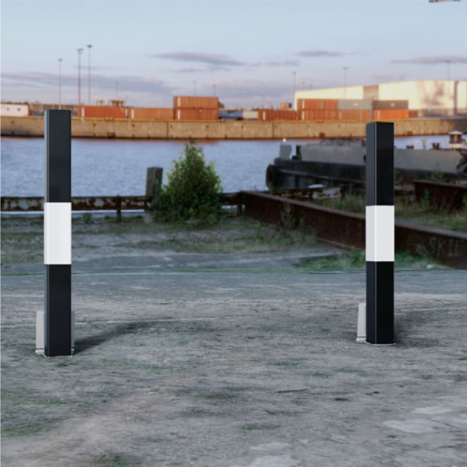 Square Removable Black & White Galvanised Bollards Square Removable Black & White Galvanised Bollards Workplace Stuff UK