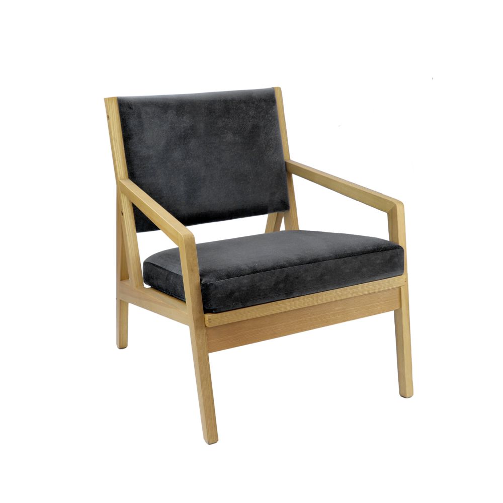 Hanna Single Seater Sofa with Wooden Frame - Grey Fabric Hanna Single Seater Sofa with Wooden Frame - Grey Fabric Workplace Stuff UK