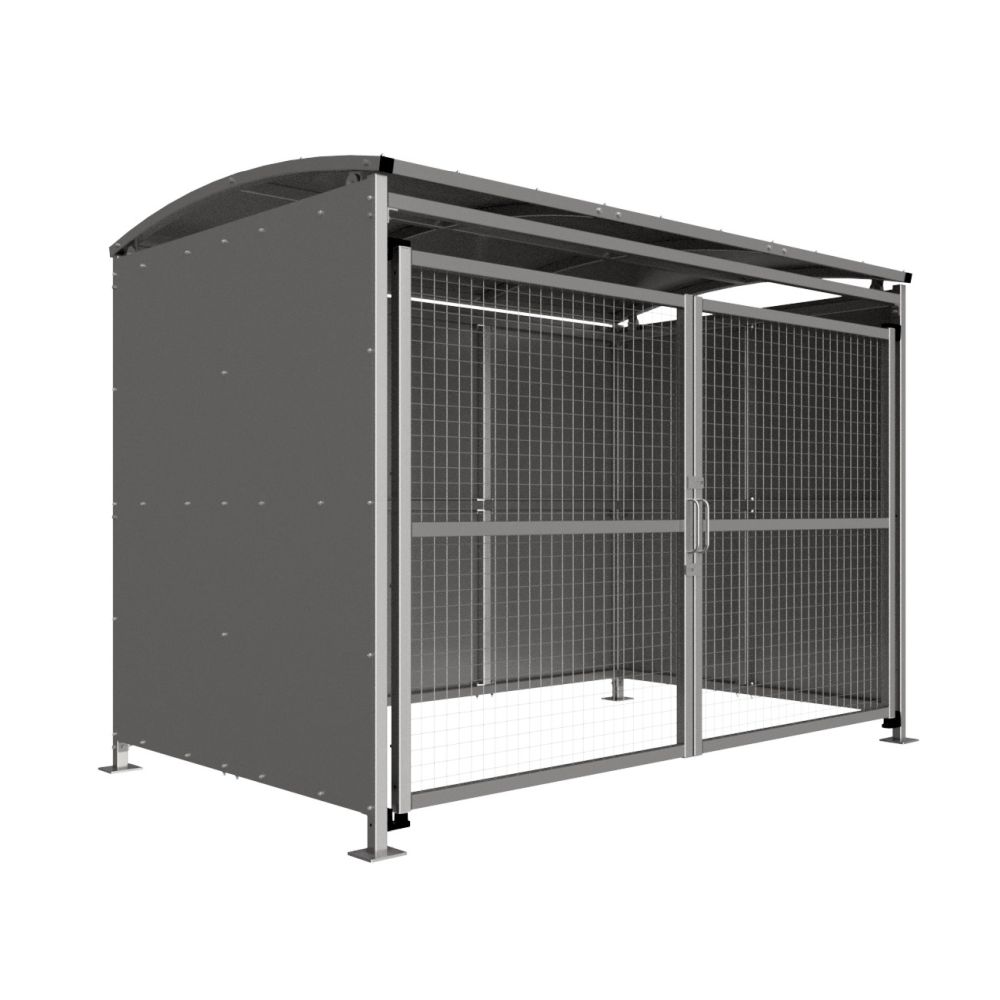Badby Bin Shelter Galvanised Steel Frame, Mesh Gates Badby Bin Shelter Galvanised Steel Frame, Mesh Gates Workplace Stuff UK