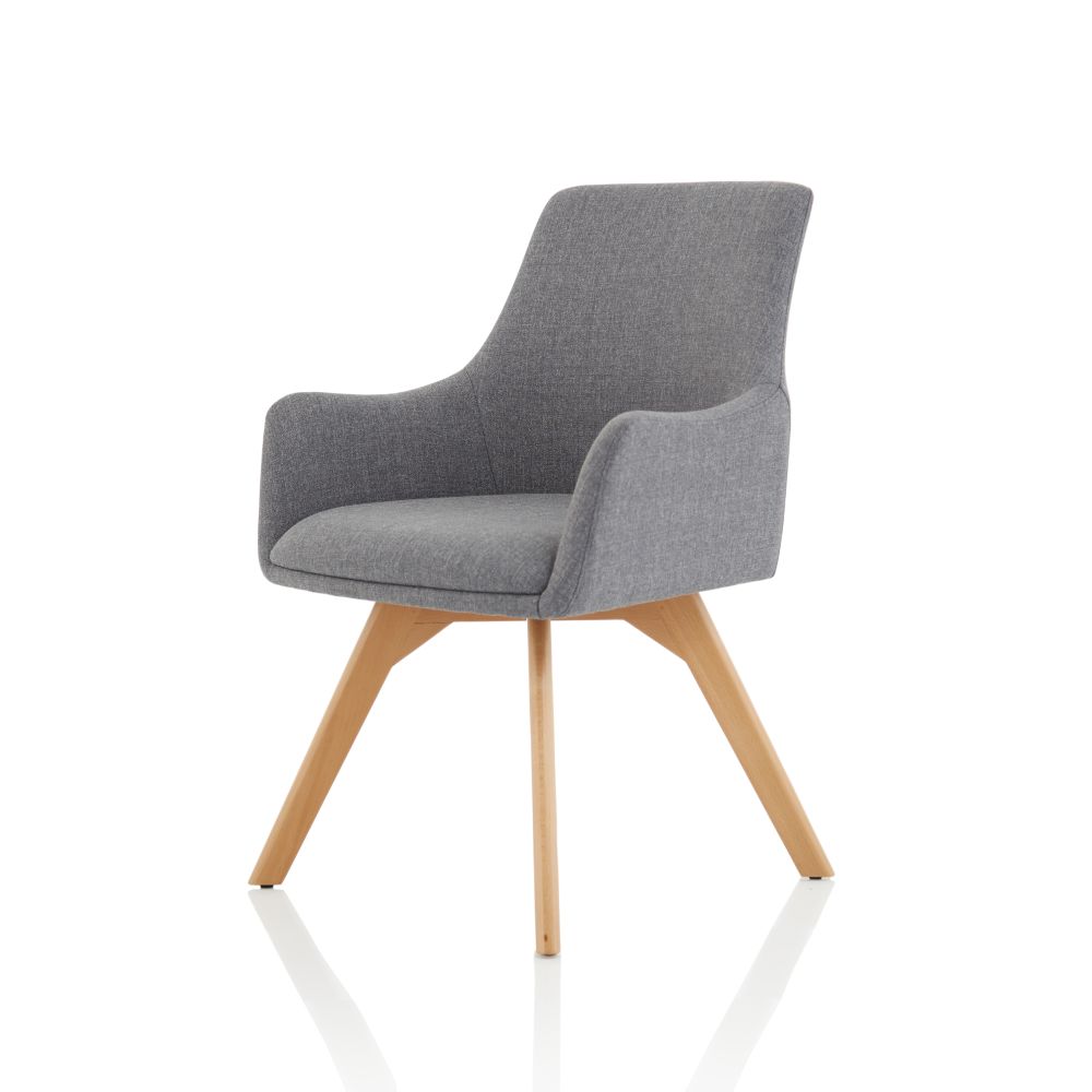 Carmen Grey Fabric Wooden Leg Chair Carmen Grey Fabric Wooden Leg Chair Workplace Stuff UK